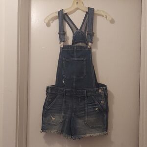 HOLLISTER Denim Overall Shorts distressed Small